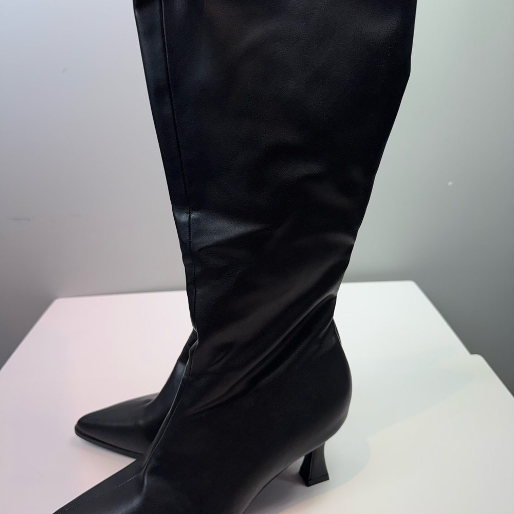 NWOT Black Pointed‑Toe Knee‑High Boots Size 39 (US 8.5‑ - Picture 3 of 5